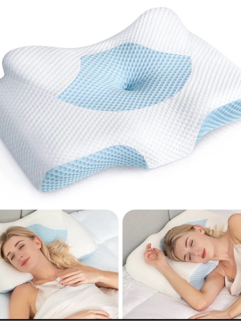 NIB Osteo Cervical Memory Foam Pillow,White,Neck Pain Relief,All Positions